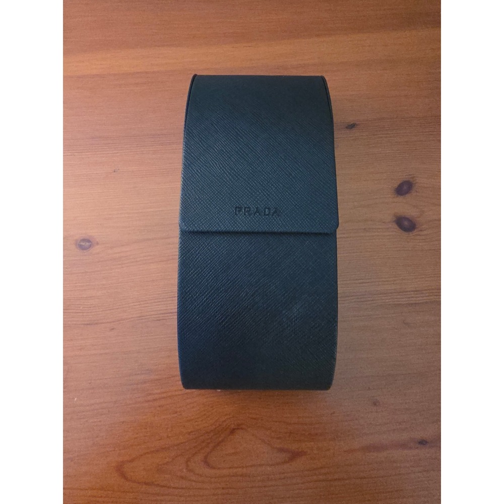 Prada Black Saffiano Leather Hard Sunglasses Eyeglass Case Magnetic Closure